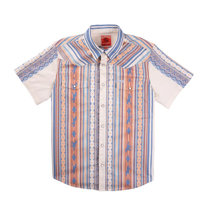Sendero Serape Peal Snap Short Sleeve Shirt - Indigo