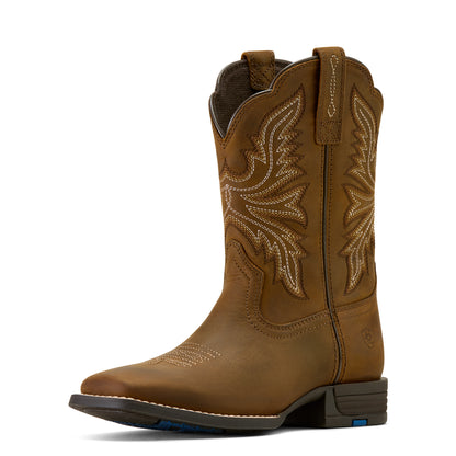 Ariat Kid's Westwood Wide Square Toe Western Boot - Distressed Brown