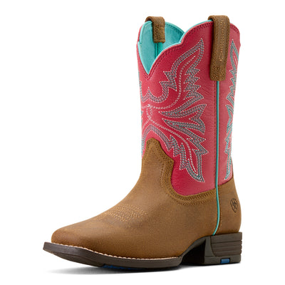 Ariat Kid's Westwood Wide Square Toe Western Boot - Wicker/Hot Pink