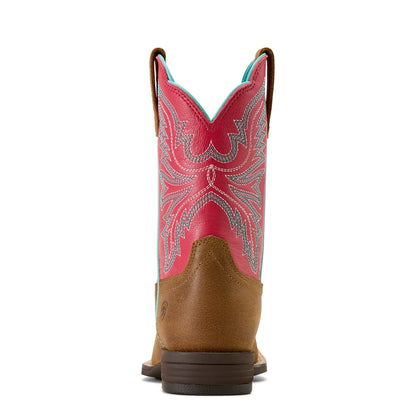 Ariat Kid's Westwood Wide Square Toe Western Boot - Wicker/Hot Pink