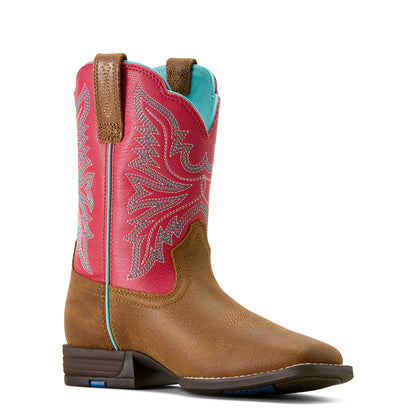Ariat Kid's Westwood Wide Square Toe Western Boot - Wicker/Hot Pink