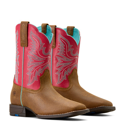 Ariat Kid's Westwood Wide Square Toe Western Boot - Wicker/Hot Pink