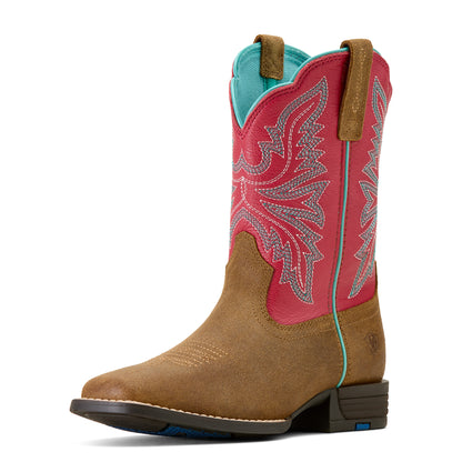 Ariat Kid's Westwood Wide Square Toe Western Boot - Wicker/Hot Pink