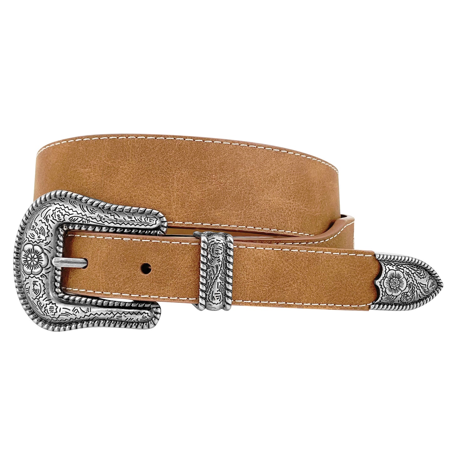 Roper Women's Belt 1" Tapered To 1.1/2" Genuine Leather Three Piece Buckle Set Tan 8874790-210