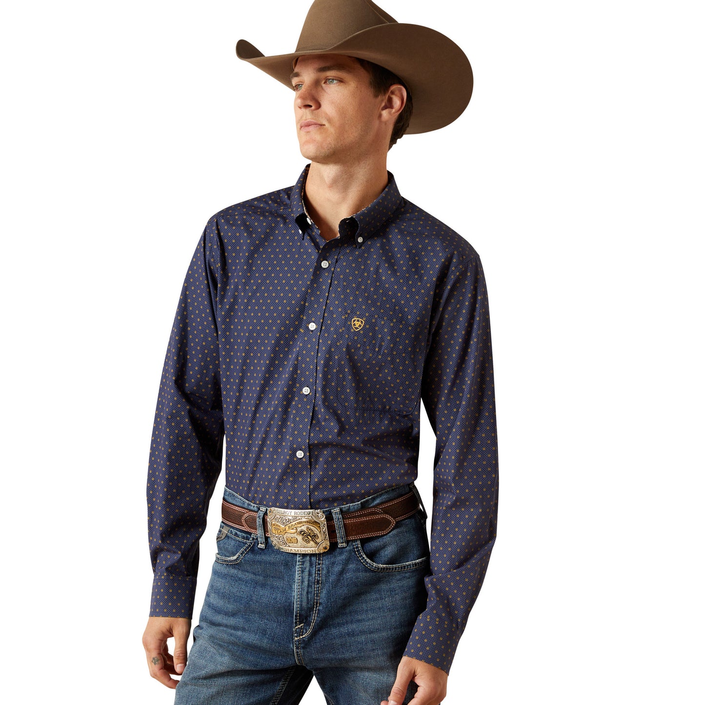 Ariat Men's Wrinkle Free Daven Long Sleeve Shirt - Navy