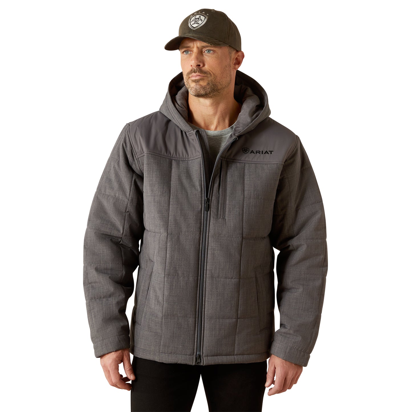 Ariat Men's Crius Hooded Insulated Jacket - Grey Heather