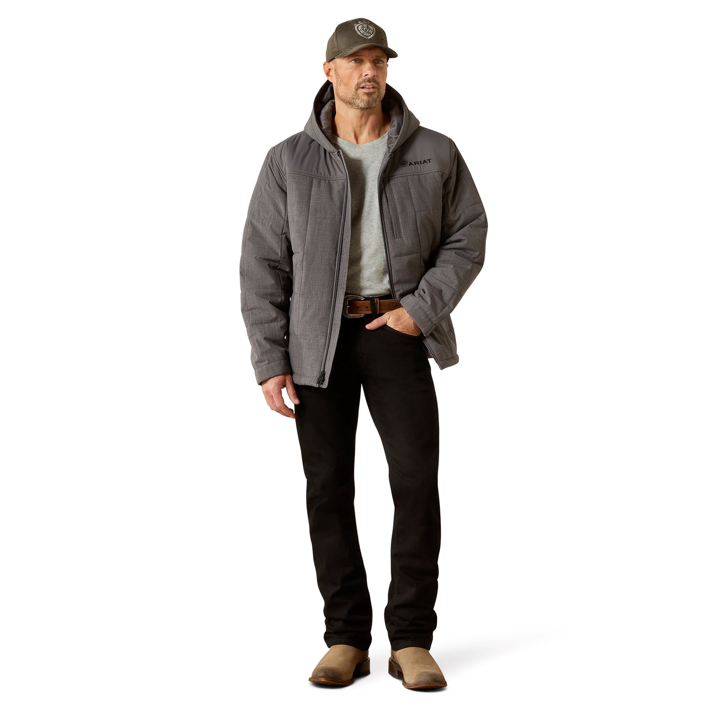 Ariat Men's Crius Hooded Insulated Jacket - Grey Heather
