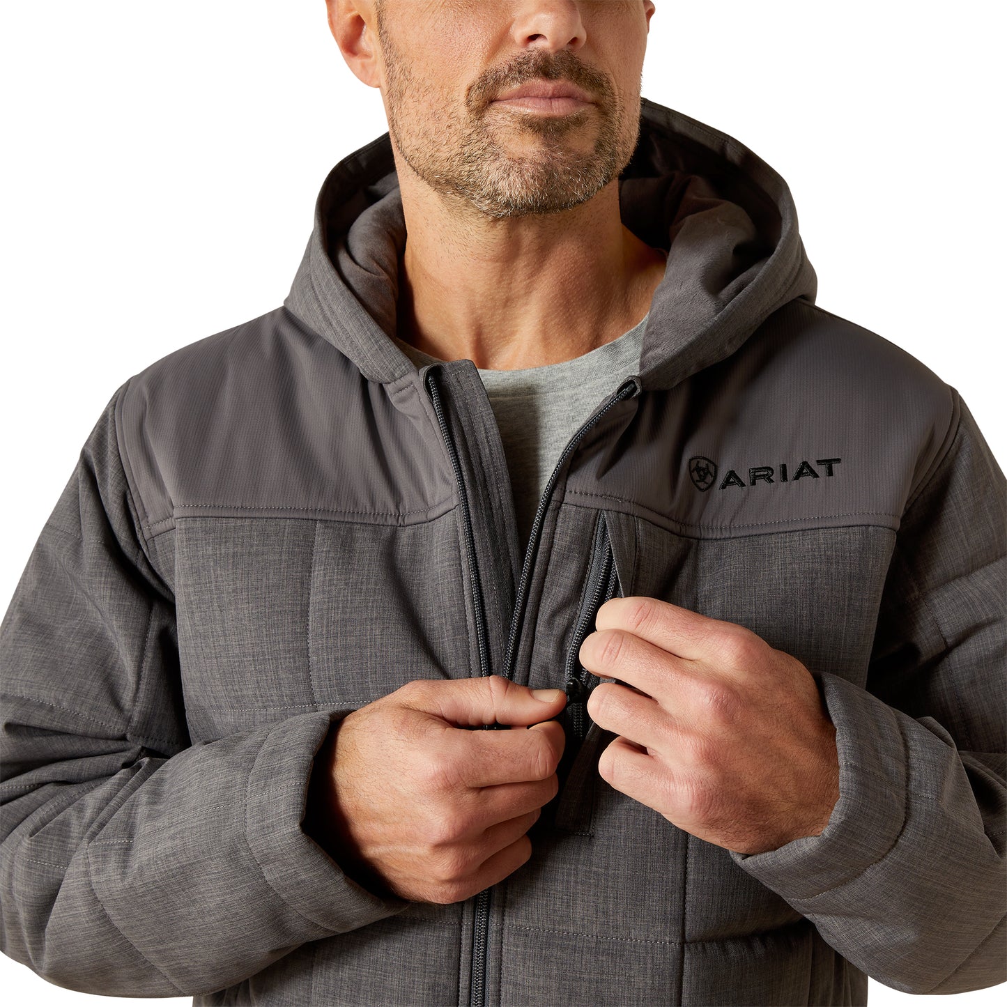 Ariat Men's Crius Hooded Insulated Jacket - Grey Heather