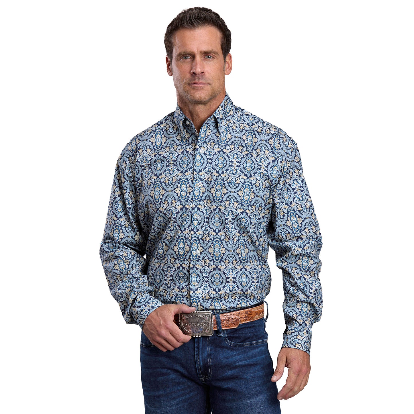 Stetson Men's Paisley Print Shirt - Blue 11-001-0526-2009