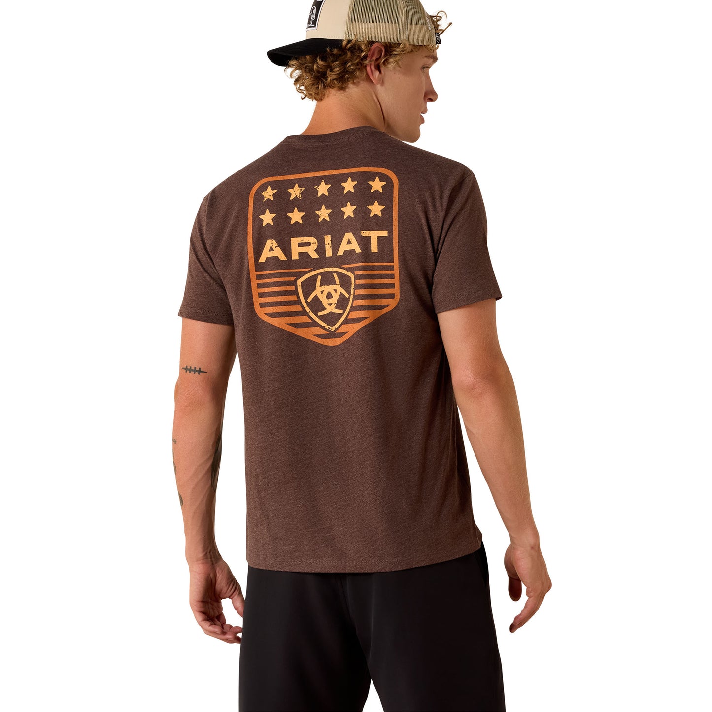 Ariat Men's Stripe Patriotic Badge T-shirt - Brown Heather