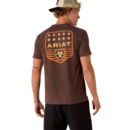Ariat Men's Stripe Patriotic Badge T-shirt - Brown Heather