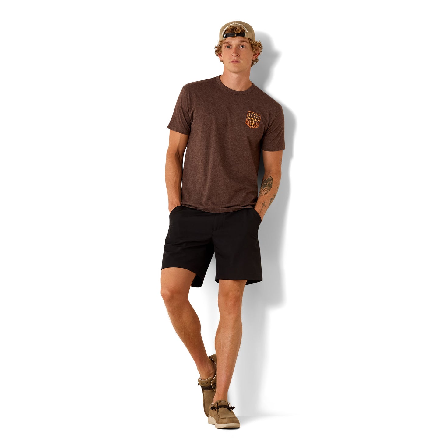 Ariat Men's Stripe Patriotic Badge T-shirt - Brown Heather