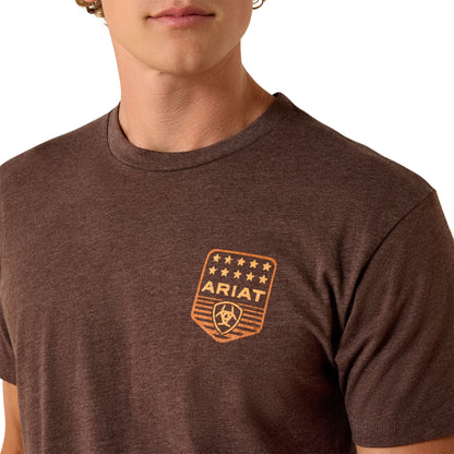 Ariat Men's Stripe Patriotic Badge T-shirt - Brown Heather
