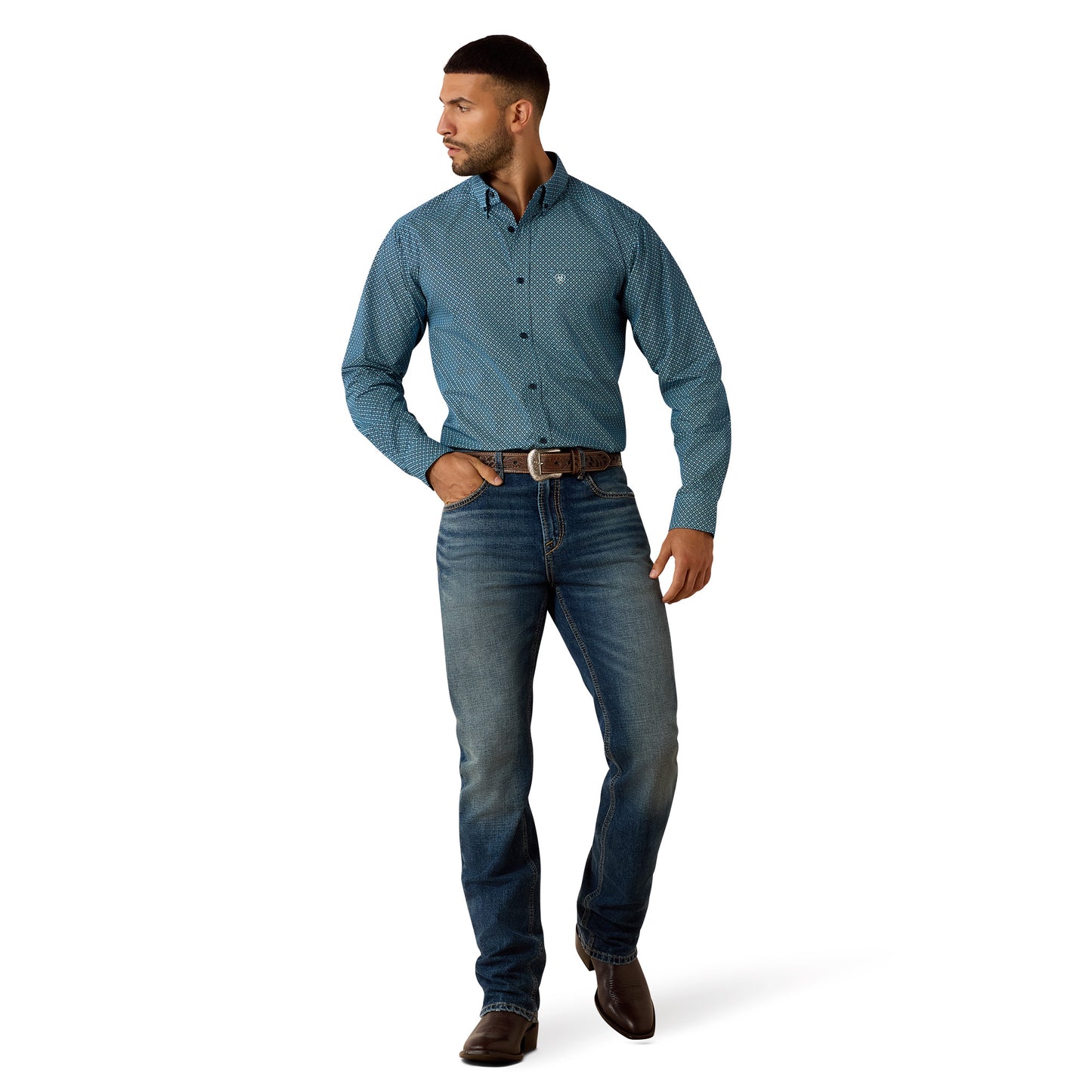 Ariat Men's Jordi Fitted Long Sleeve Shirt - Poseidon Geo Print