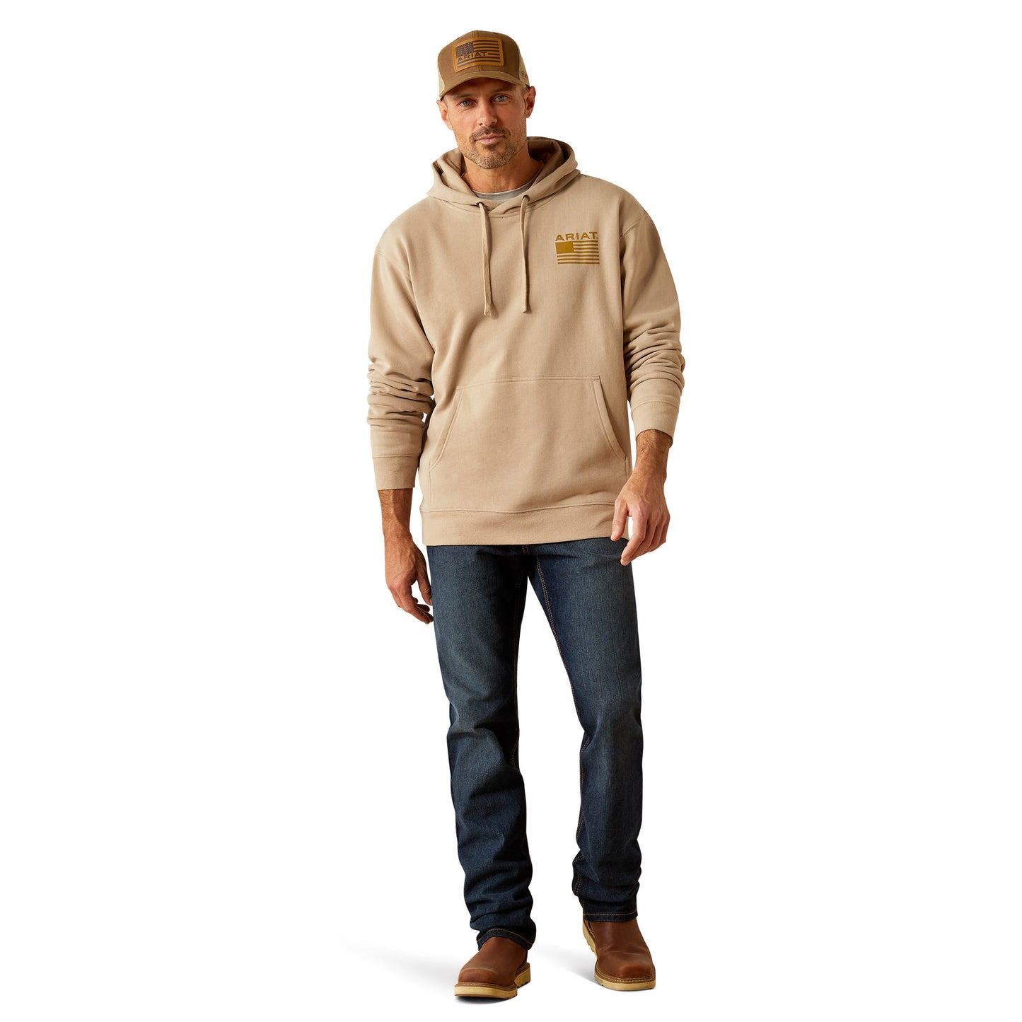 Ariat Mens Camo Hex Hoodie Beige