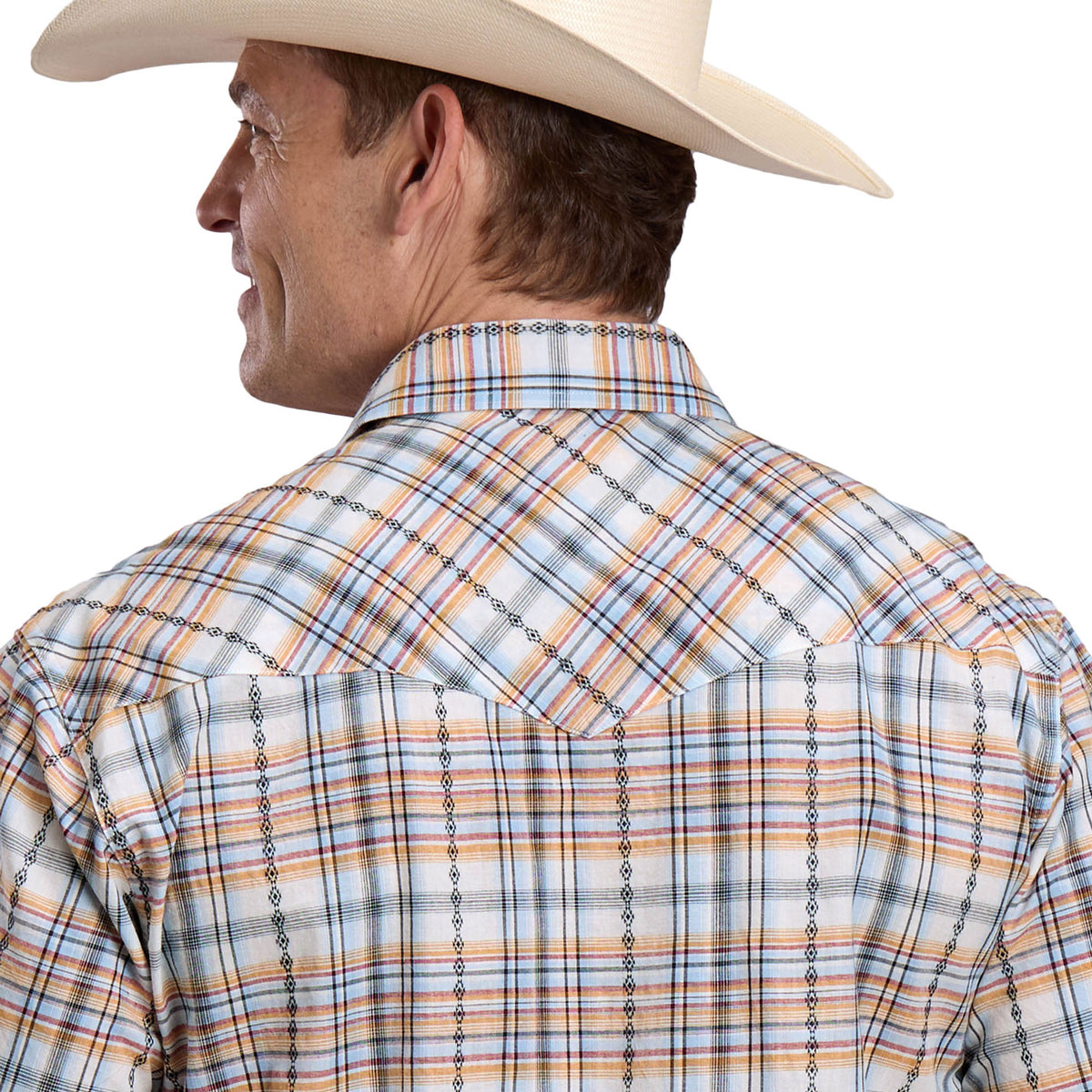Roper Men's West Made Collection Short Sleeve Shirt Plaid White 03-002-0062-0482