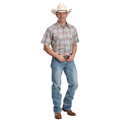 Roper Men's West Made Collection Short Sleeve Shirt Plaid White 03-002-0062-0482