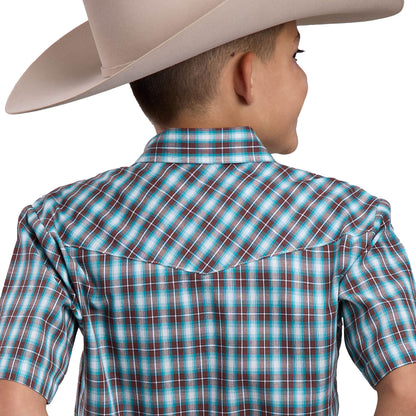 Roper Boy's Karman Classic 55/45 Short Sleeve Shirt - Plaid Brown 01-031-0101-4073