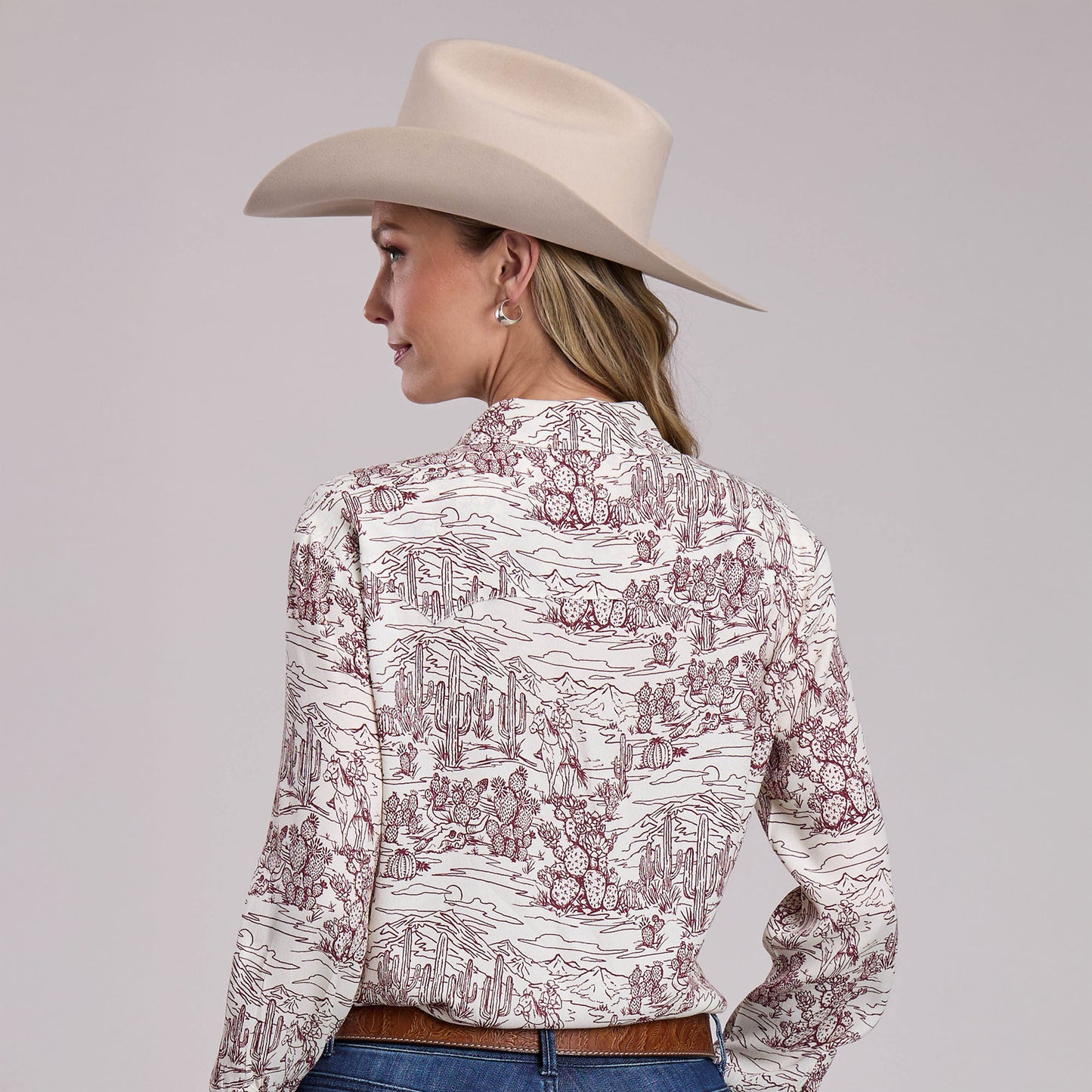 Stetson Women's Collection Long Sleeve Shirt - White Print 11-050-0590-3004