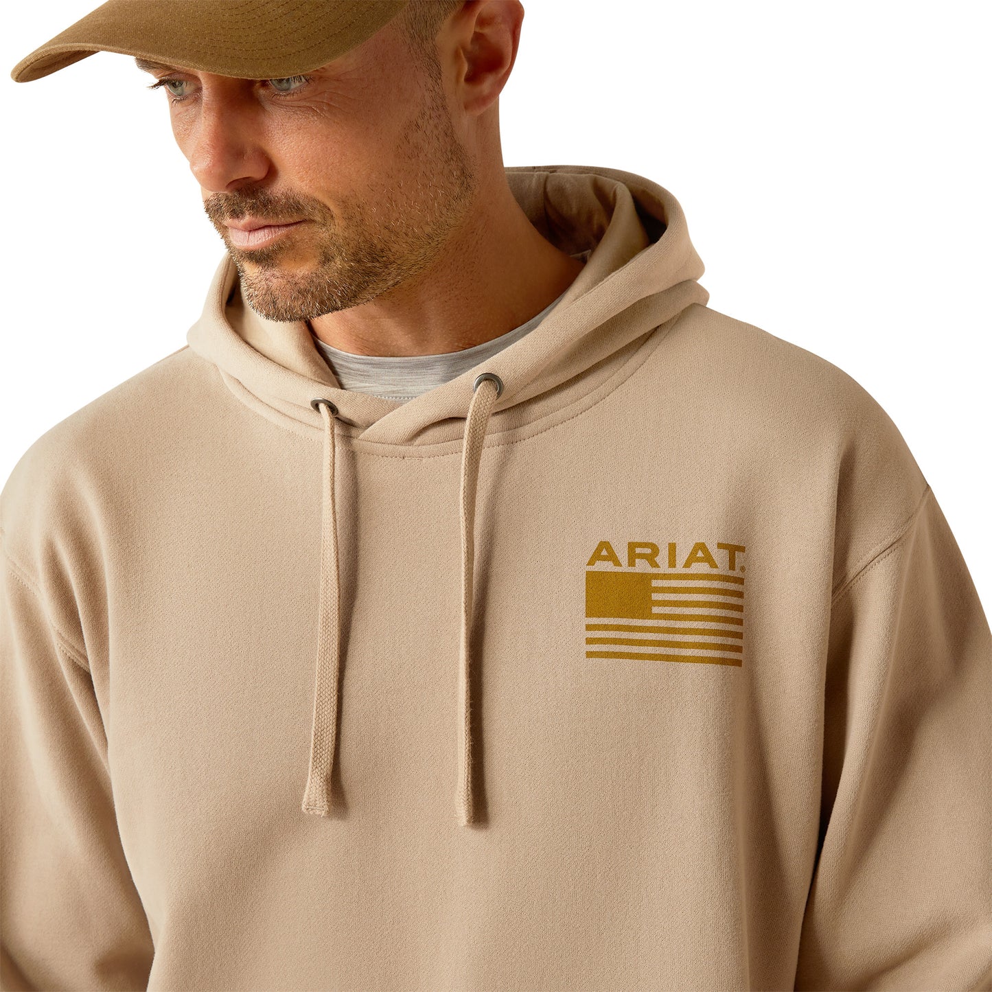Ariat Mens Camo Hex Hoodie Beige