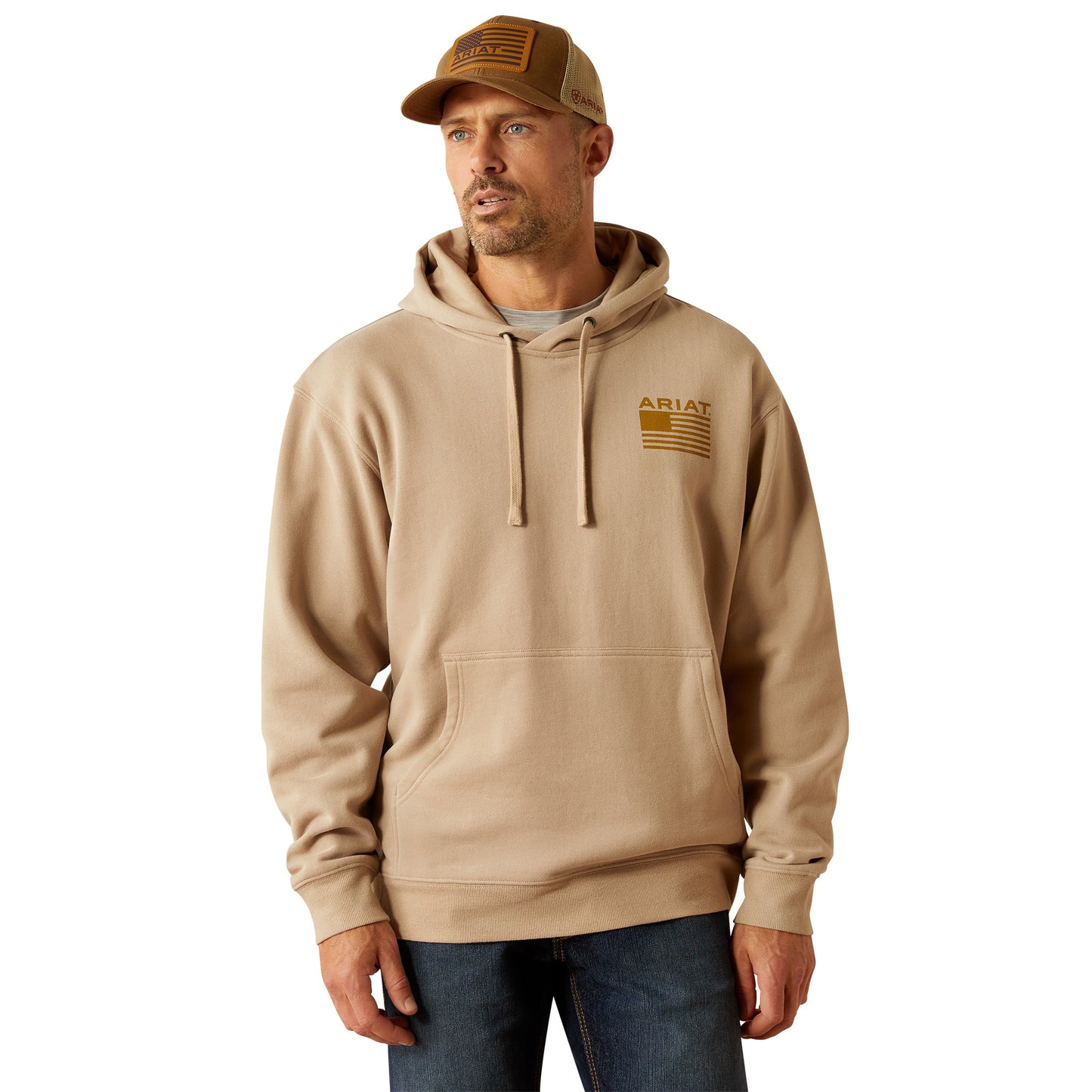 Ariat Mens Camo Hex Hoodie Beige