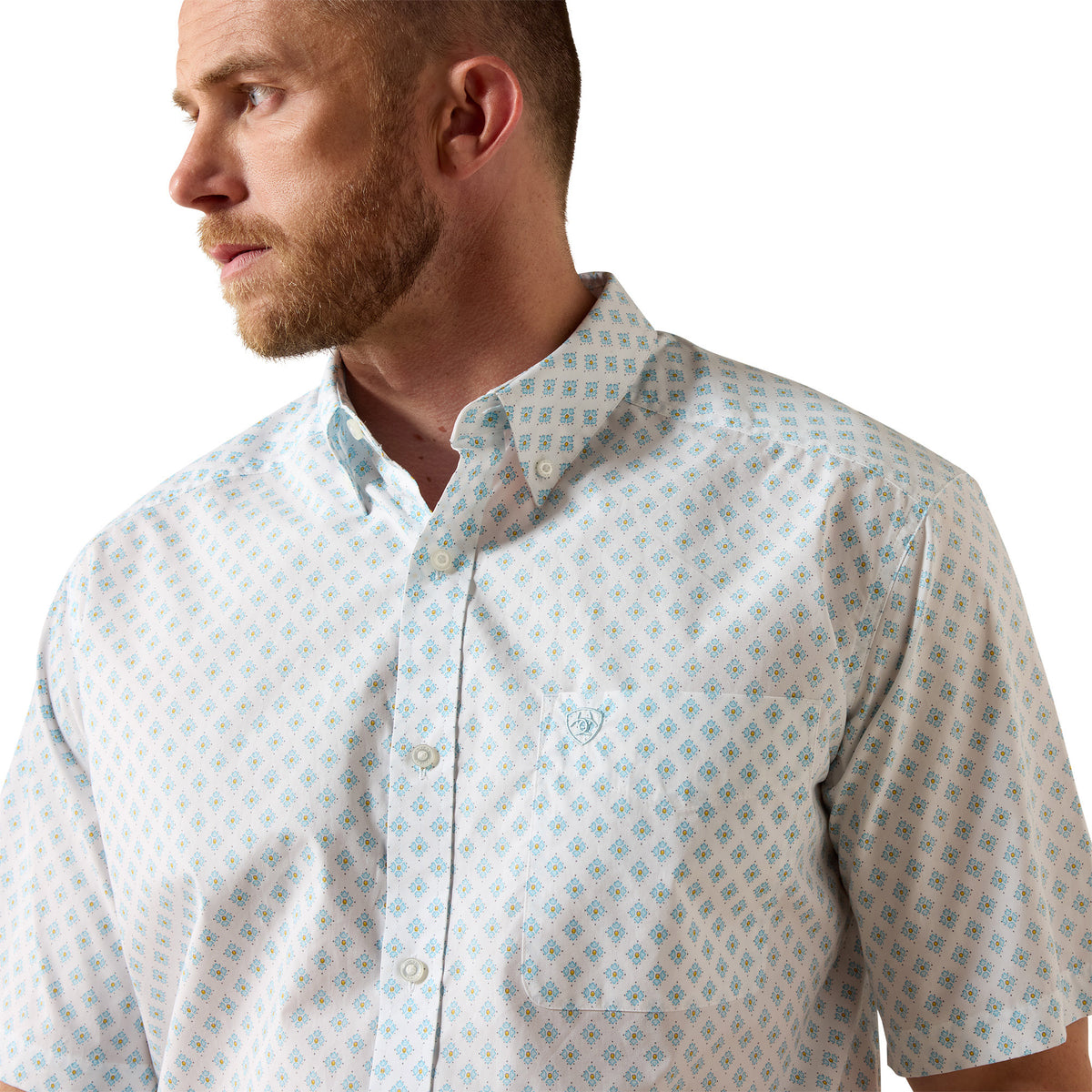 Ariat Men's Packert Classic Fit Short Sleeve Shirt - White Medallion