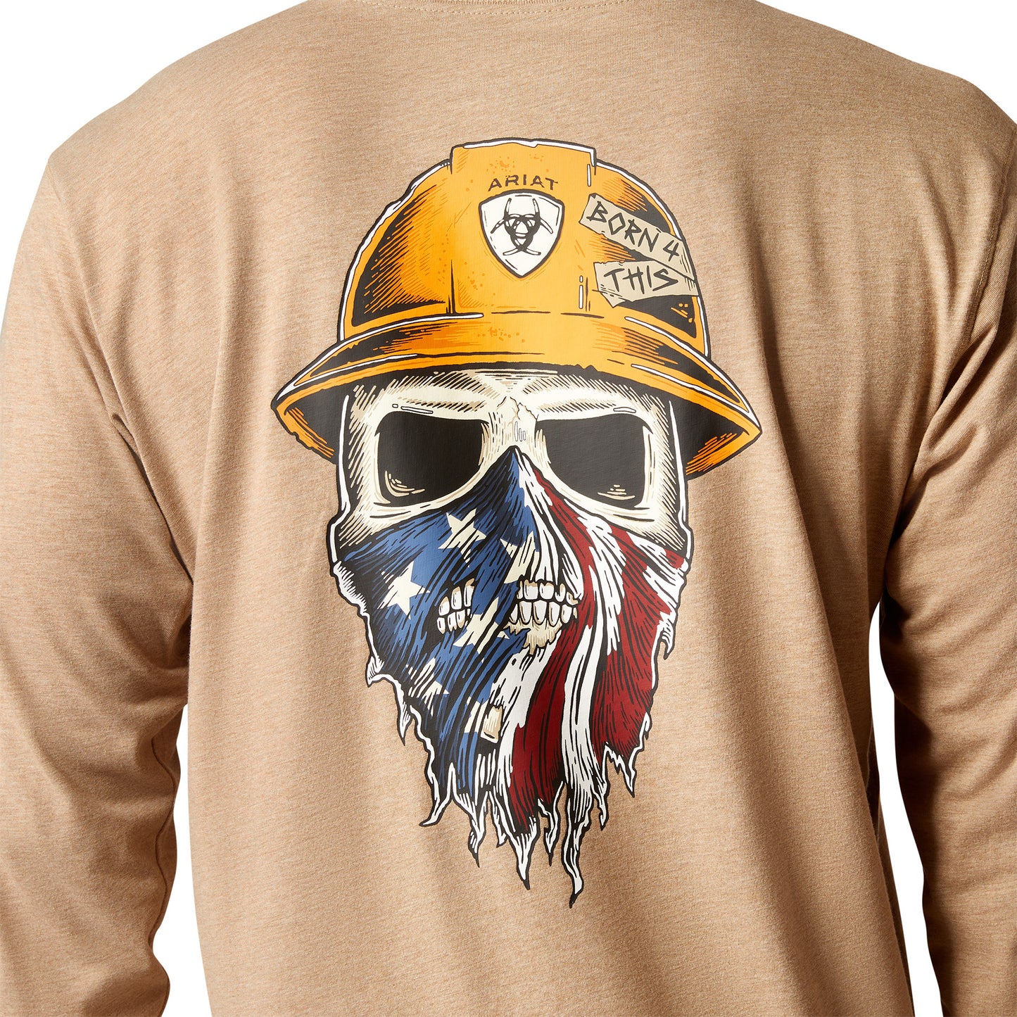 Ariat Mens Rebar Workman Born For This Long Sleeve Tshirt - Oatmeal Heather