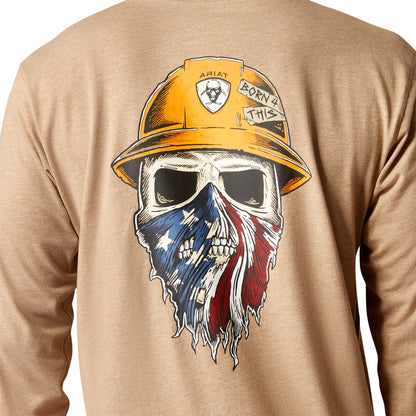 Ariat Mens Rebar Workman Born For This Long Sleeve Tshirt - Oatmeal Heather