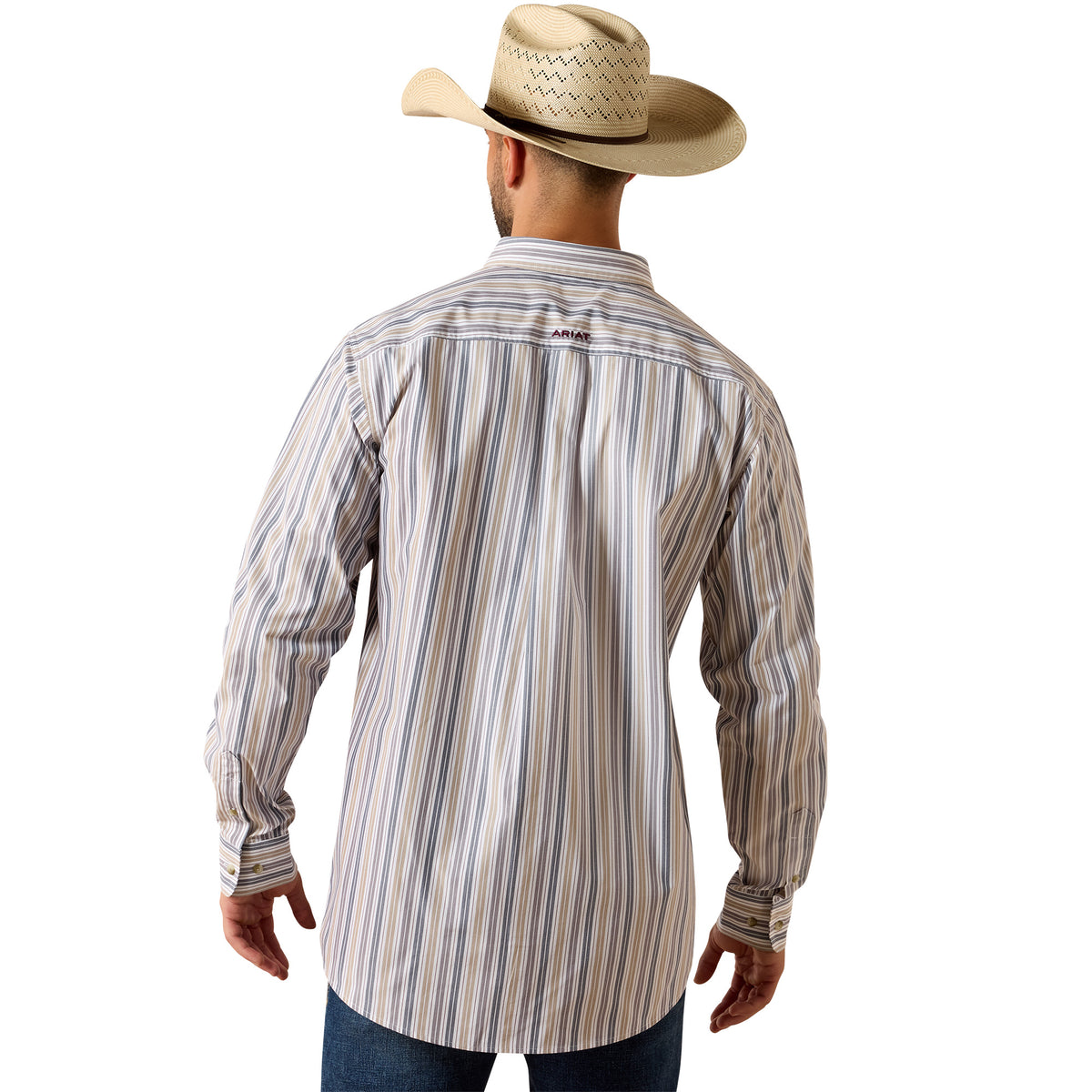 Ariat Men's Pro Series Fitted Long Sleeve Shirt - White Stripe