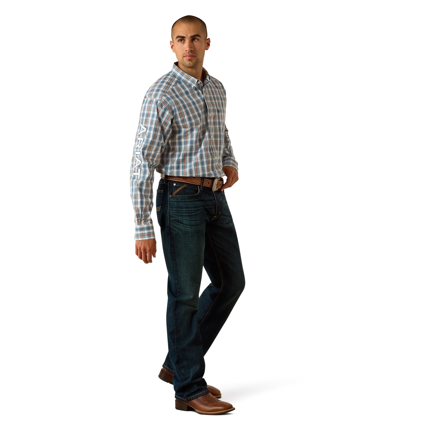 Ariat Men's Pro Series Team Phillip Classic Fit Long Sleeve Shirt - Corsair/White