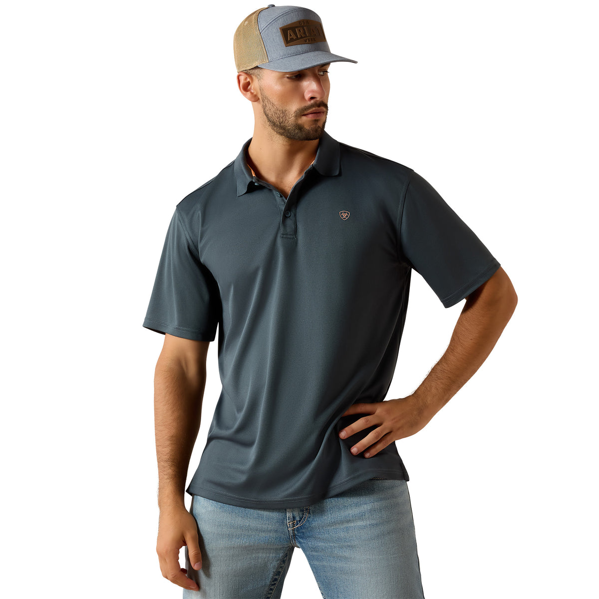 Ariat Men's Tek Short Sleeve Polo - Dark Slate