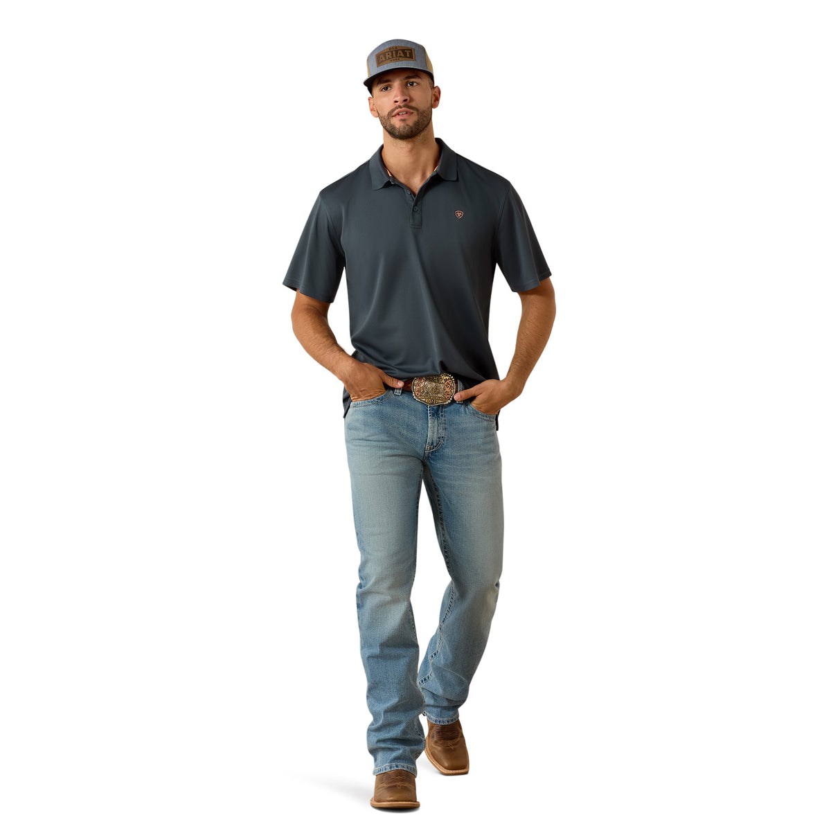 Ariat Men's Tek Short Sleeve Polo - Dark Slate