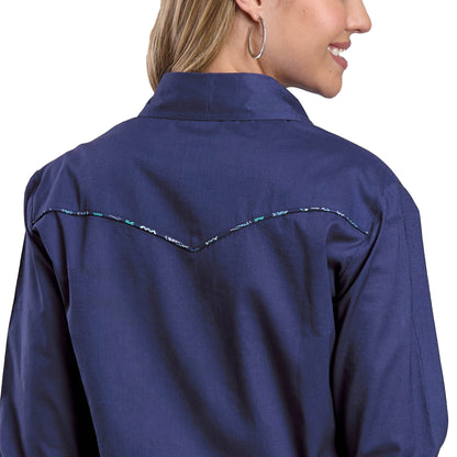 Roper Women's Five Star Collection Long Sleeve Shirt Solid Blue - 03-050-0592-2050