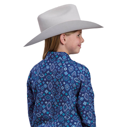 Roper Girl's Five Star Collection Long Sleeve Shirt Blue Print - 03-080-0590-2049