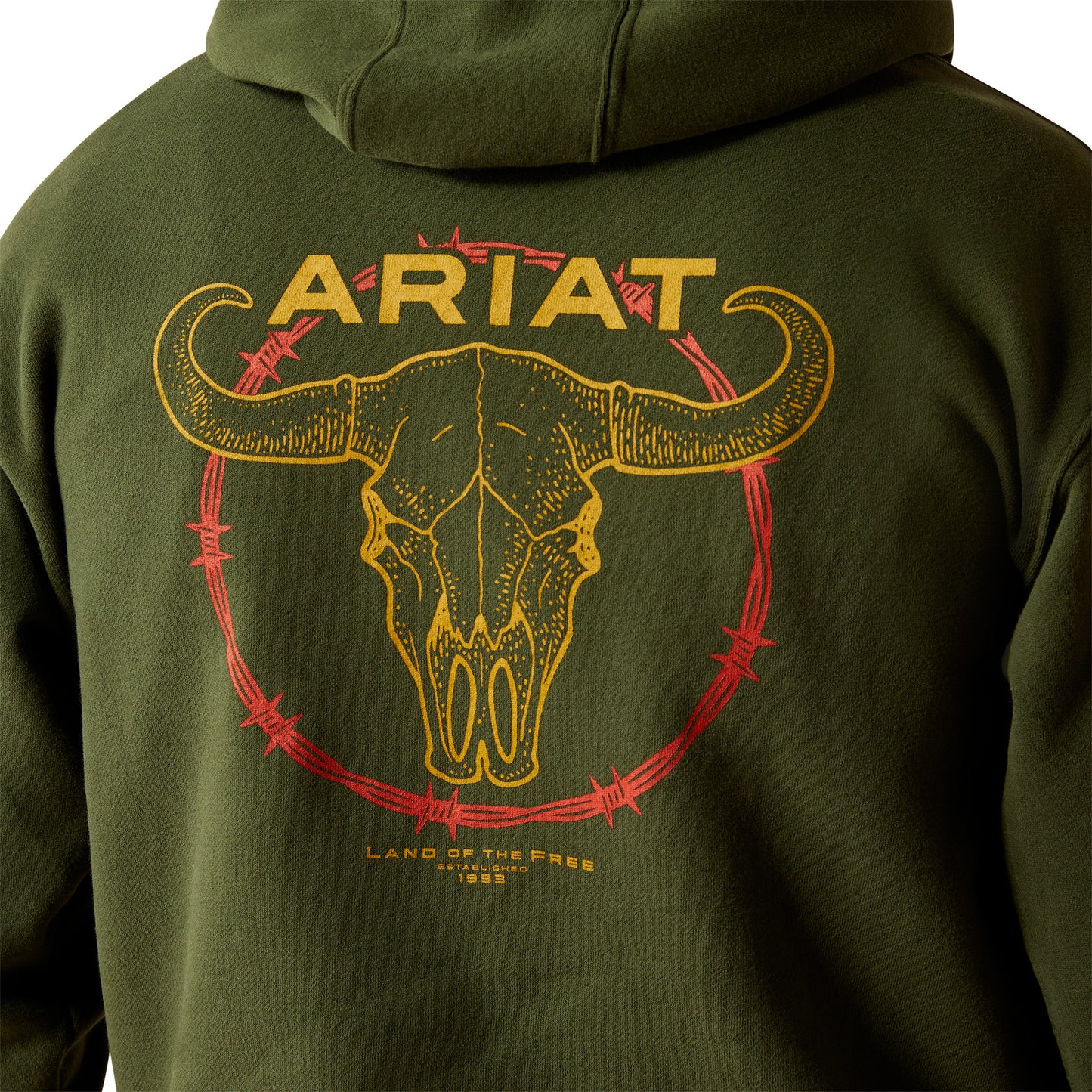 Ariat Mens Barbwire Skull Hoodie Dark Green