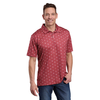 Roper Men's Active Collection Short Sleeve Polo - Red Print - 03-073-0224-0424
