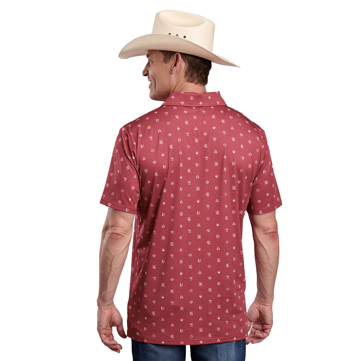 Roper Men's Active Collection Short Sleeve Polo - Red Print - 03-073-0224-0424