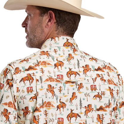 Roper Men's Active Collection Short Sleeve Shirt - White Print - 03-002-0124-5100