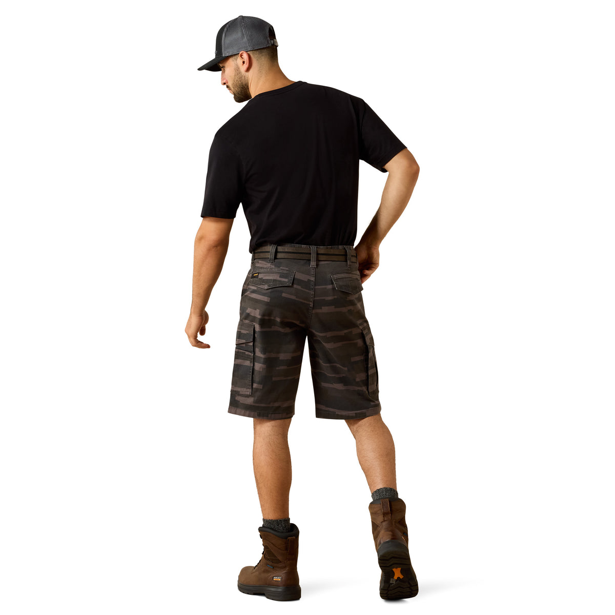 Ariat Men's Rebar Made Tough Durastretch Cargo 11" Short - Black Masonry Cargo