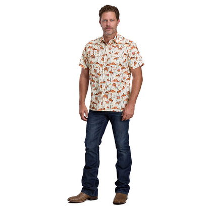 Roper Men's Active Collection Short Sleeve Shirt - White Print - 03-002-0124-5100