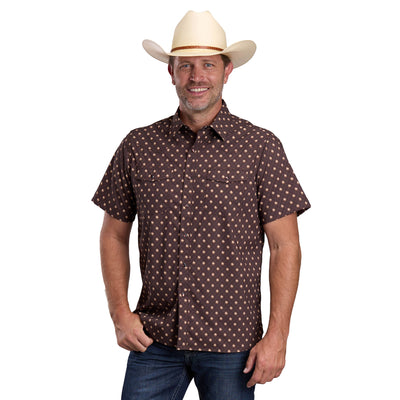 Roper Men's Active Collection Short Sleeve Shirt - Brown Print - 03-002-0124-5101