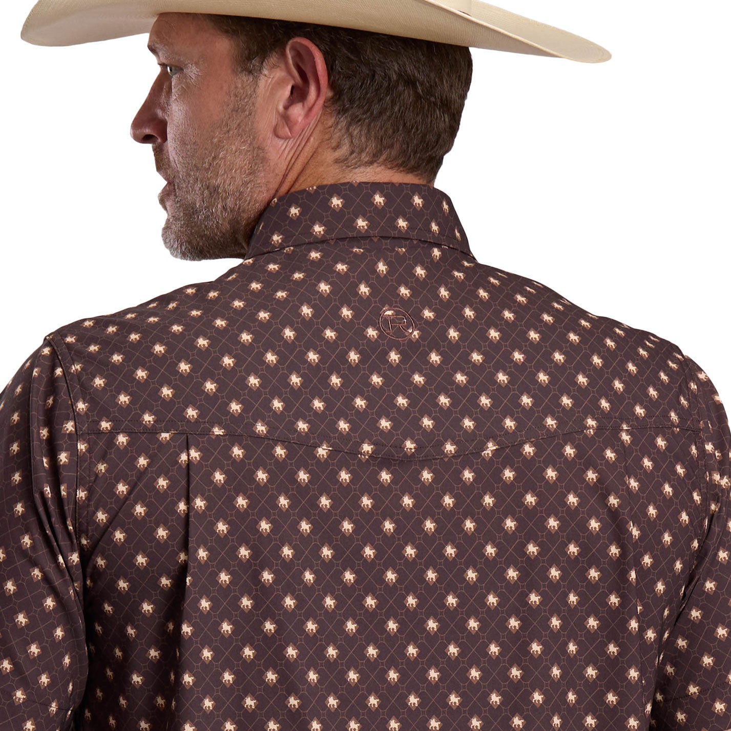 Roper Men's Active Collection Short Sleeve Shirt - Brown Print - 03-002-0124-5101