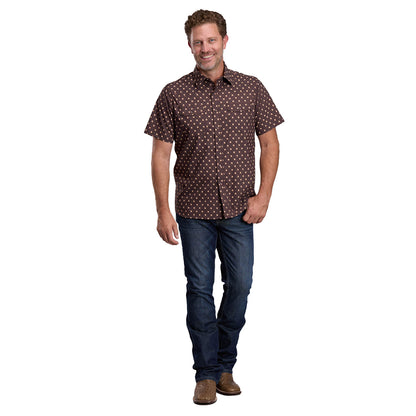 Roper Men's Active Collection Short Sleeve Shirt - Brown Print - 03-002-0124-5101
