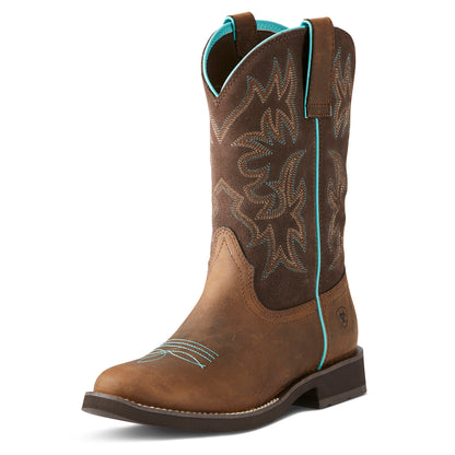Ariat Women's Delilah Round Toe - Distressed Brown/ Fudge Brown