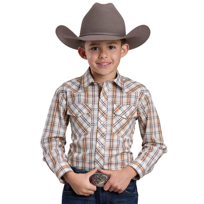 Roper Boy's Karman Classic 55/45 Long Sleeve Shirt - Plaid White - 01-030-0101-2024