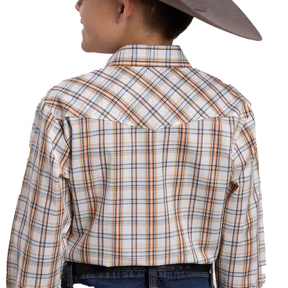 Roper Boy's Karman Classic 55/45 Long Sleeve Shirt - Plaid White - 01-030-0101-2024