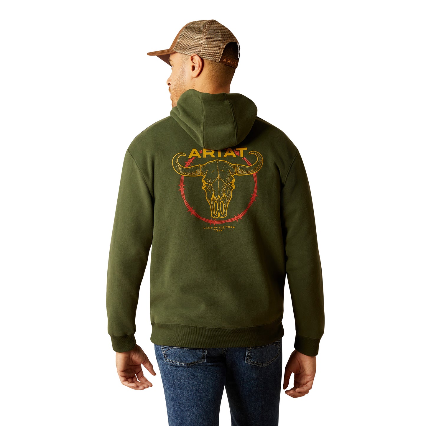 Ariat Mens Barbwire Skull Hoodie Dark Green