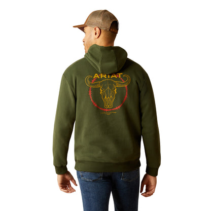 Ariat Mens Barbwire Skull Hoodie Dark Green