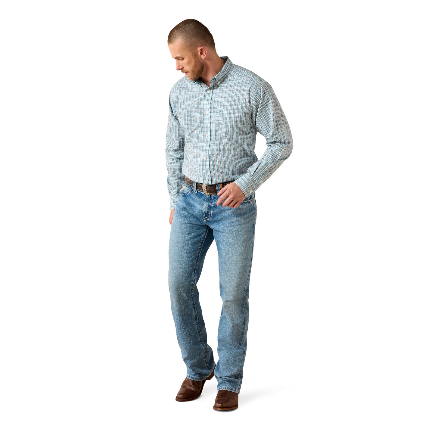 Ariat Men's Wrinkle Free Antonio Classic Fit Long Sleeve Shirt - Angel Blue Plaid