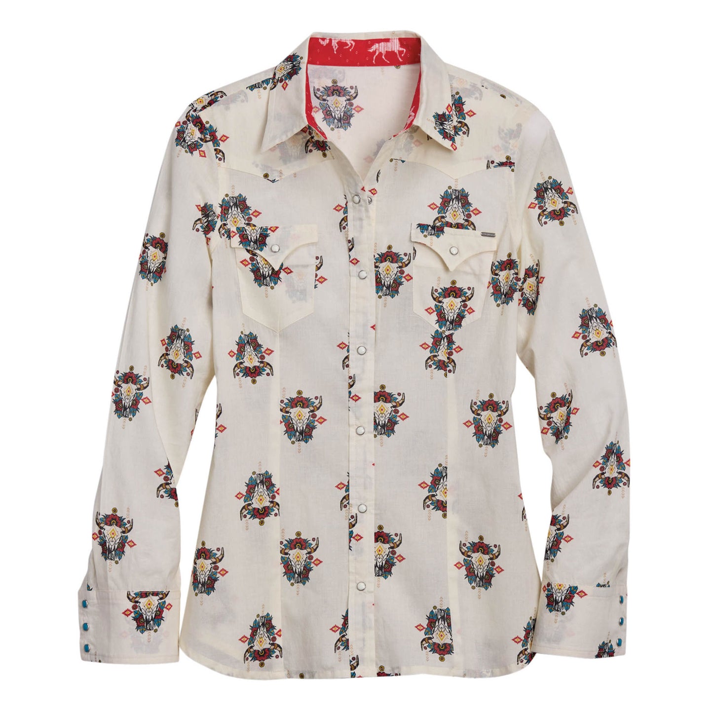 Tin Haul Women's Collection Long Sleeve Allover Print - White 10-050-0064-0402
